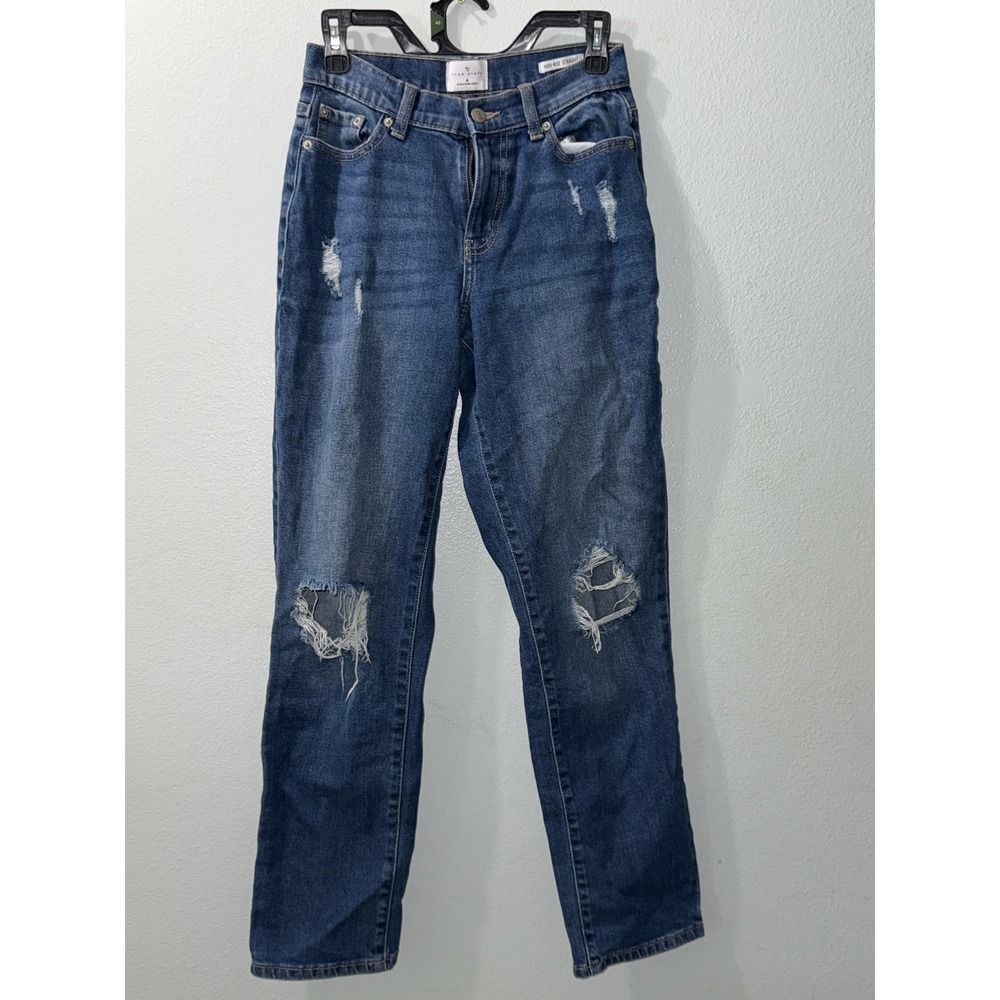 True Craft Womens Jeans Size 4 High-Rise Straight Leg Distressed Denim NO FLAWS